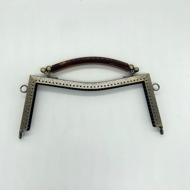 HARDWARE: 20cm / 8" Faux Tortoiseshell Bag Frame: Antique Brass colour EMBOSSED