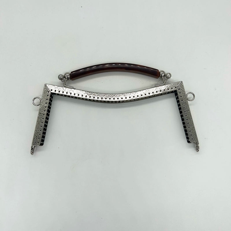 HARDWARE: 20cm / 8" Faux Tortoiseshell Bag Frame: Silver colour EMBOSSED