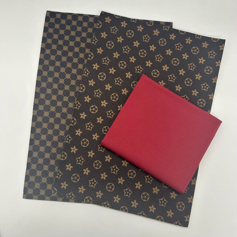 FABRIC BUNDLE: Two A4 Sheets PU + FQ Moda Premium Solid in Oxblood: Option W