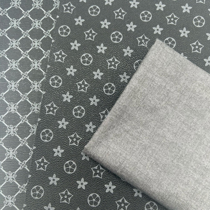 FABRIC BUNDLE: Two A4 Sheets PU + FQ Makower 'Linen Texture' Cotton Blender 1473 in S8 Slate: Option V1