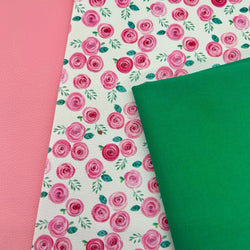 FABRIC BUNDLE: Two A4 Sheets PU + FQ 100% cotton plain in Emerald: Option ZB