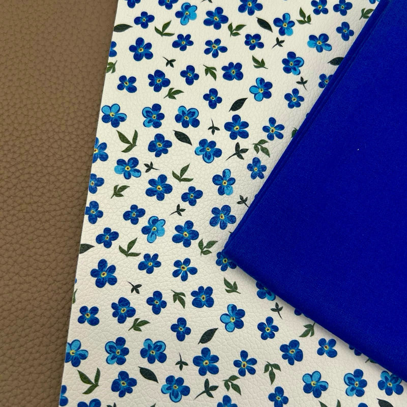 FABRIC BUNDLE: Two A4 Sheets PU + FQ 100% cotton plain in Royal: Option ZD
