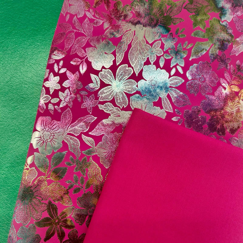 FABRIC BUNDLE: Two A4 Sheets PU + FQ 100% cotton plain in Pomegranate: Option ZA