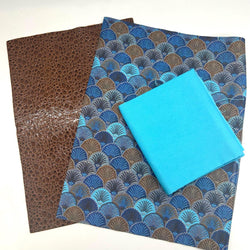 FABRIC BUNDLE: Two A4 Sheets PU + FQ 100% cotton plain in Sky: Option ZE