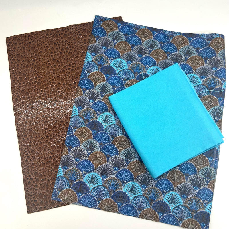 FABRIC BUNDLE: Two A4 Sheets PU + FQ 100% cotton plain in Sky: Option ZE