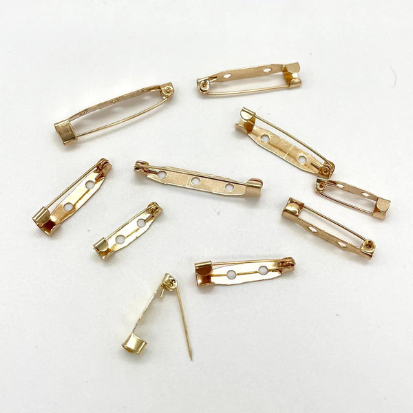 HARDWARE: Brooch Backs (10 pieces) in assorted sizes: ROSE GOLD colour