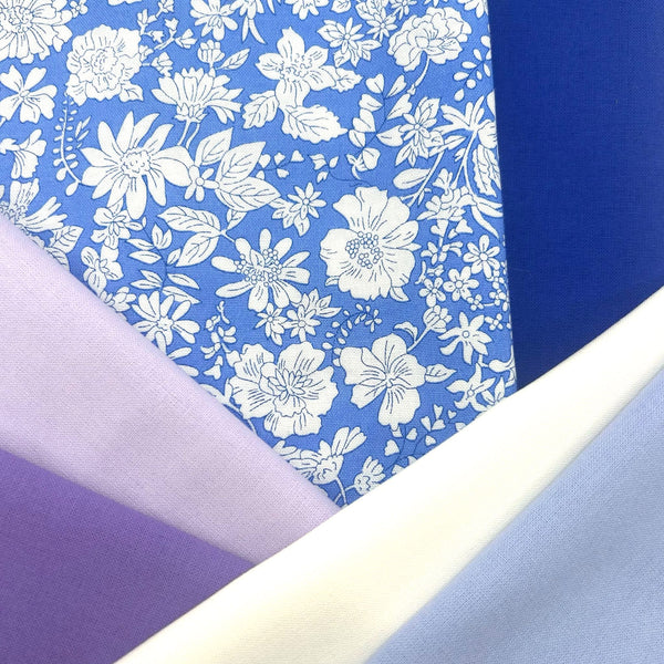 FABRIC BUNDLE for Kaleidoscope Star Cushion: Liberty 'Emily Blossom' 410A MARINE BLUE option