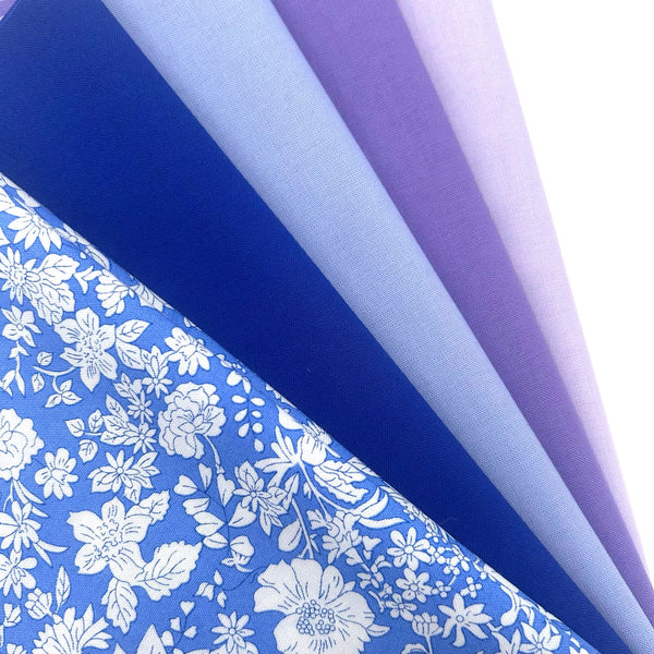 FABRIC BUNDLE for Kaleidoscope Star Cushion: Liberty 'Emily Blossom' 410A MARINE BLUE option