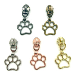 HARDWARE: Metal Zip Slider with PAW: Size 5: SET OF 5 assorted colours