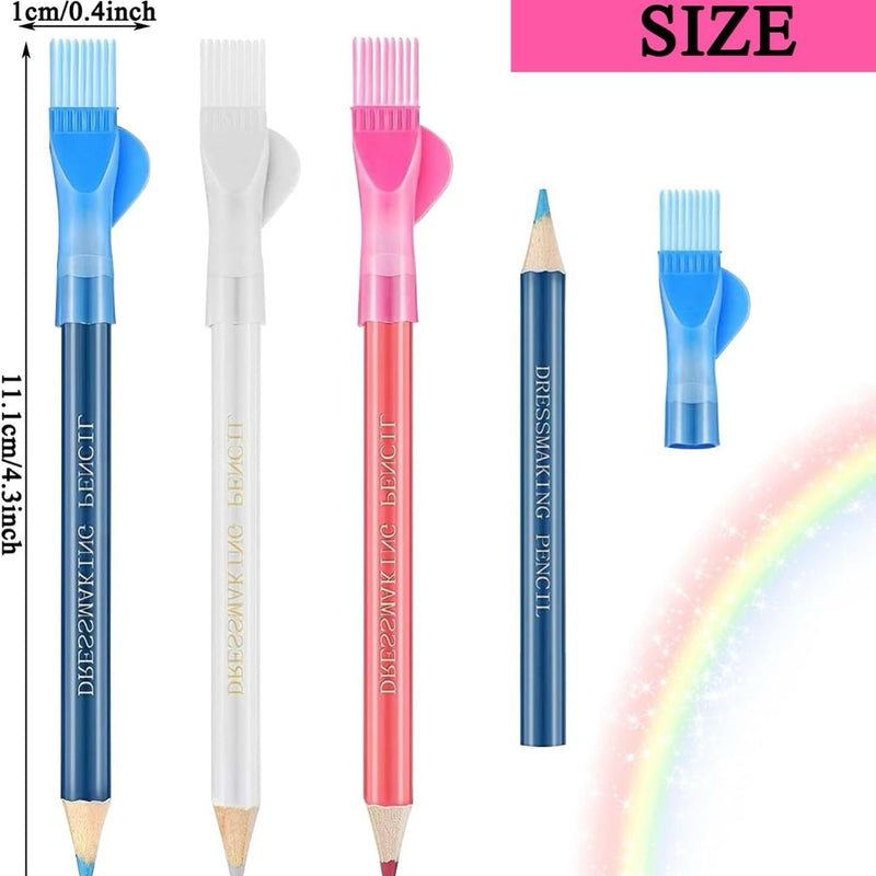 ACCESSORY: Tailor's Chalk Pencils with Brush Caps: 3 in Assorted Colours