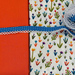SPECIAL BUY: 1/2m Duo + 5m Crochet Bias Binding: Carolyn Gavin 'Meadow' White Option