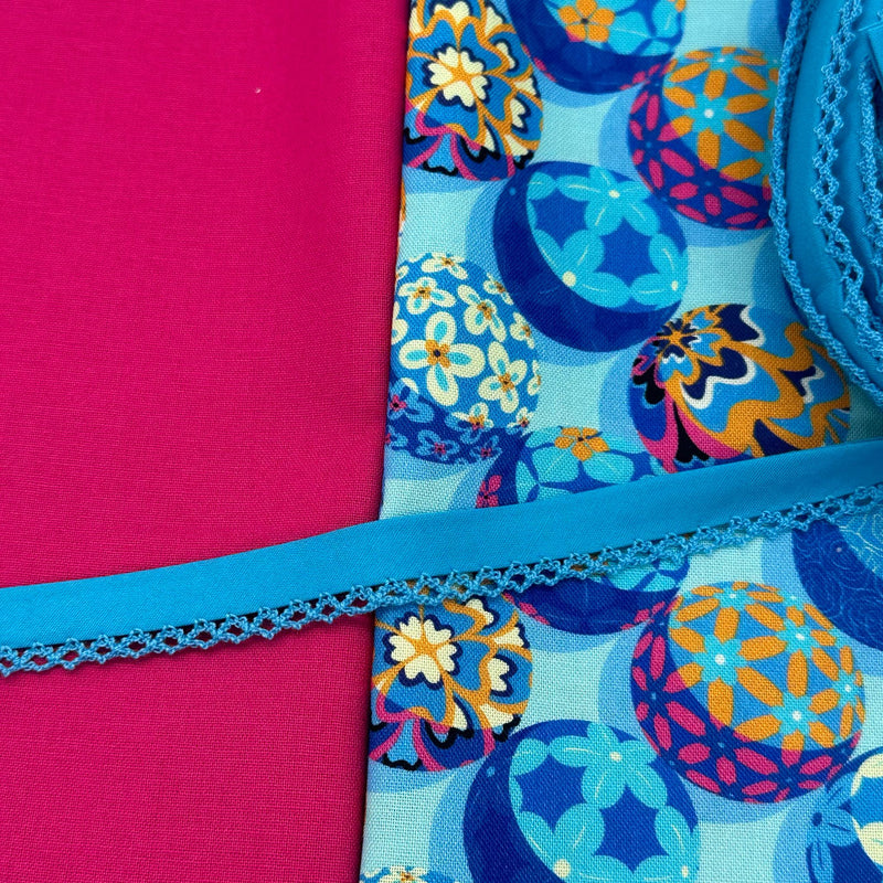 SPECIAL BUY: 1/2m Duo + 5m Crochet Bias Binding: Sam Wilde 'Posy Pompons' Hyacinth Option