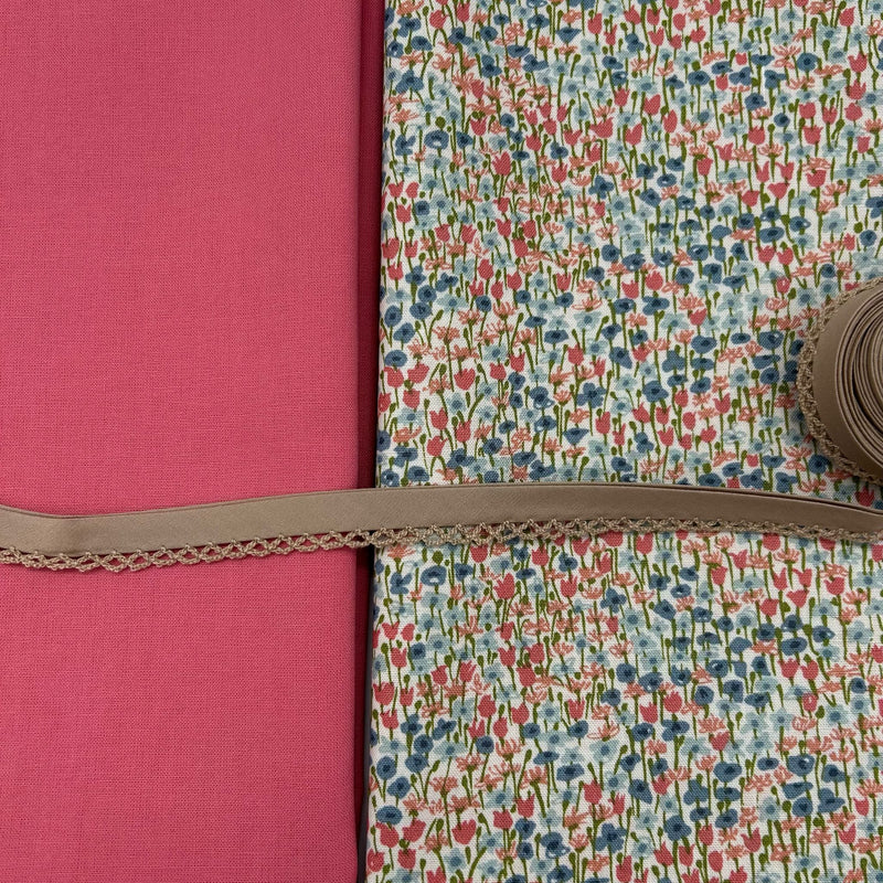 SPECIAL BUY: 1/2m Duo + 5m Crochet Bias Binding: Liberty 'Joy Meadow' Blue and Peach 409B Option