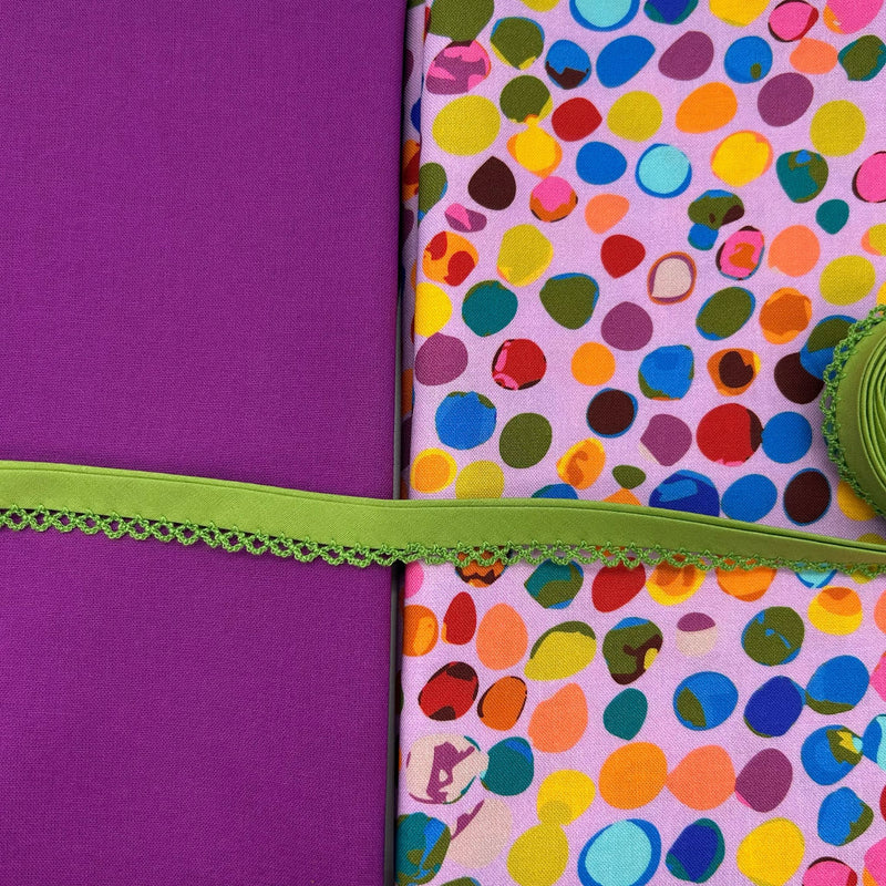 SPECIAL BUY: 1/2m Duo + 5m Crochet Bias Binding: Carolyn Gavin 'LG Dotti' Lilac Option