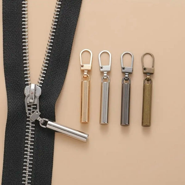HARDWARE: Clip-On Zip Pull Charms: Cylinder shape: Set of 5 (assorted colours)