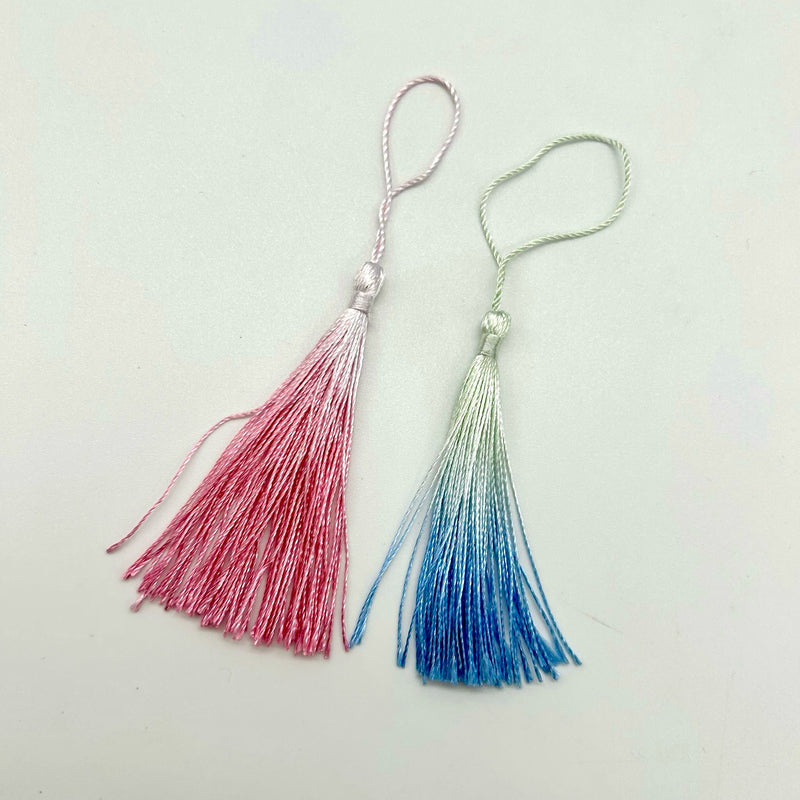 Accessory: PAIR of Silky Feel Polyester Tassels: Ombré Pastels