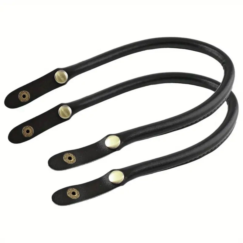 HARDWARE: PAIR of PU Faux Leather Bag Handles with Magnetic Clasp Attachments: Black colour
