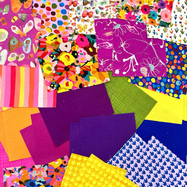PRECUT 5" Charm Pack (40pcs) + FREE 1/2m Cotton Plain in White: Carolyn Gavin | Sweet Somethings + Makower