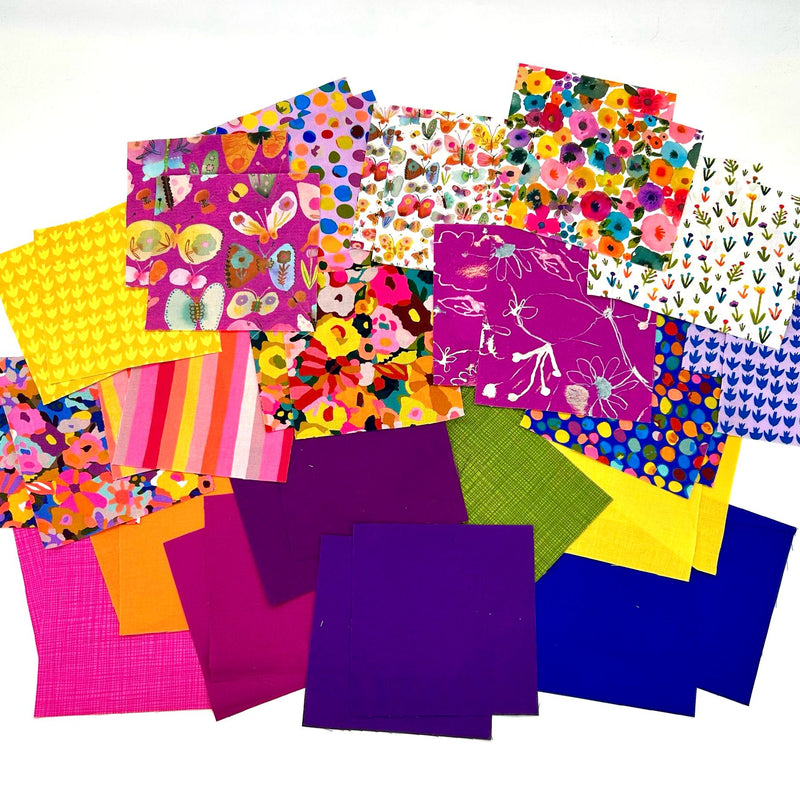 PRECUT 5" Charm Pack (40pcs) + FREE 1/2m Cotton Plain in White: Carolyn Gavin | Sweet Somethings + Makower