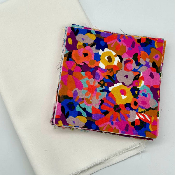 PRECUT 5" Charm Pack (40pcs) + FREE 1/2m Cotton Plain in White: Carolyn Gavin | Sweet Somethings + Makower