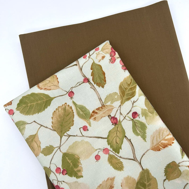HALF METRE DUO: Sanderson | Arboretum Collection 'Woodland Berries' Moss PWSA071 + Camo Khaki Ranger