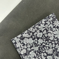 FABRIC DUO: Approx 20" x 54" Liberty 'Emily Blossom' 0166W7415A CHARCOAL + 1/2m Granite Grey Waxed Cotton