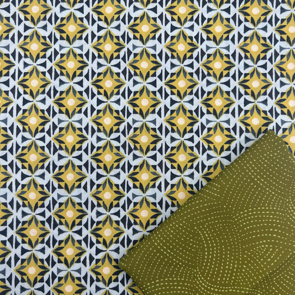PERFECT PAIRING: 1/2m Duo of Art Gallery Fabrics: Florence 'Duomo Piastrelle (Cathedral Tiles)' + Tomales Bay 'Meandering Land'