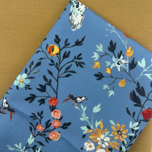 PERFECT PAIRING: 1/2m Art Gallery Fabrics 'Afreschi Uffizi Ceruleo (Uffizi Cerulean Frescoes)' + 1/2m TekWax Ranger Drill in Light Tan