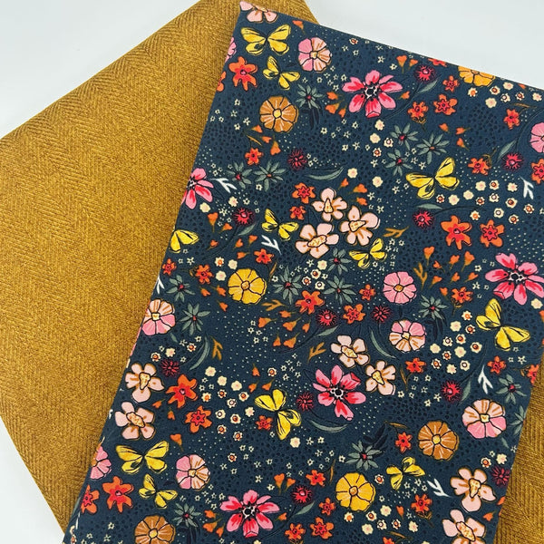 PERFECT PAIRING: 1/2m Duo: Art Gallery Fabrics 'Floral Abundance Shade' AGFFLF85910 + Chatham Glyn | Tweed in Dijon