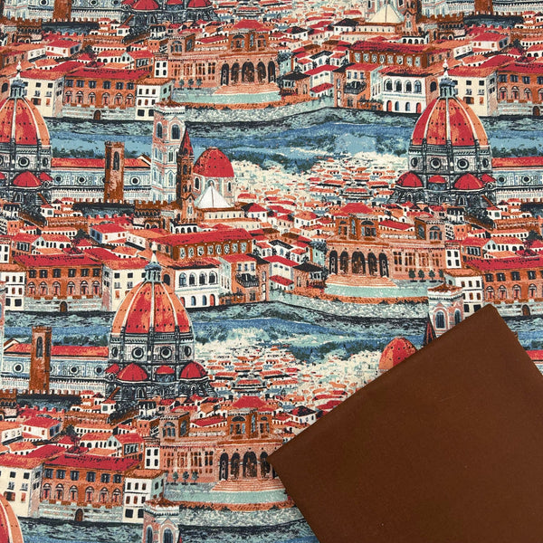 PERFECT PAIRING: 1/2m Art Gallery Fabrics 'Bella Firenze' AGFFLR43509 + 1/2m Waxed Cotton in Chestnut
