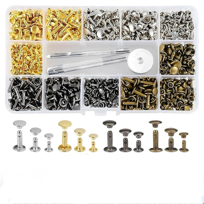 Cap Patch Rivets TOOLS: Double Cap Rivets Set (360 sets): 6mm + 8mm SIZES: with Setting ...