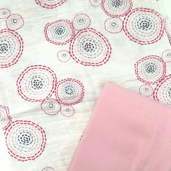 HALF METRE DUO + FREE Burp Cloth Pattern: Shannon Fabrics | Embrace® Muslin 'Ombré Bubbles' + Robert Kaufman Flannel in PINK