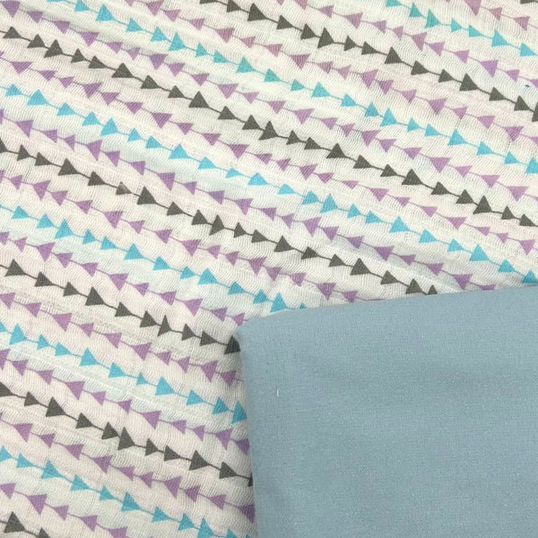 HALF METRE DUO + FREE Burp Cloth Pattern: Shannon Fabrics | Embrace® 'Arrow' + Robert Kaufman Flannel in LIGHT BLUE