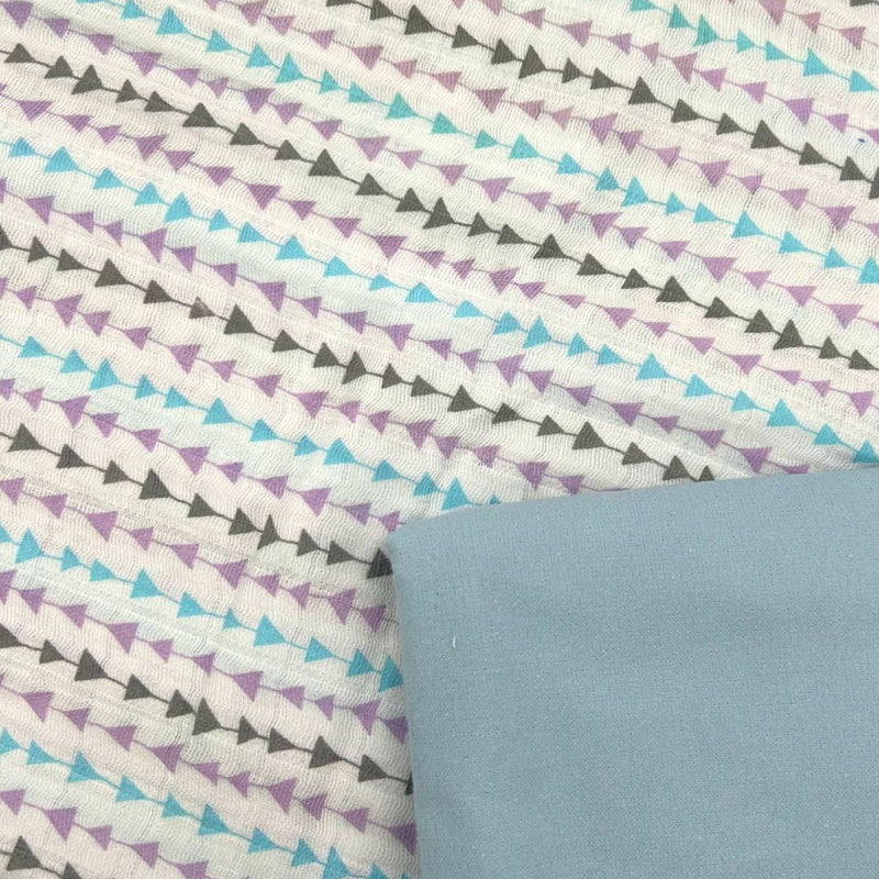 HALF METRE DUO + FREE Burp Cloth Pattern: Shannon Fabrics | Embrace® 'Arrow' + Robert Kaufman Flannel in LIGHT BLUE