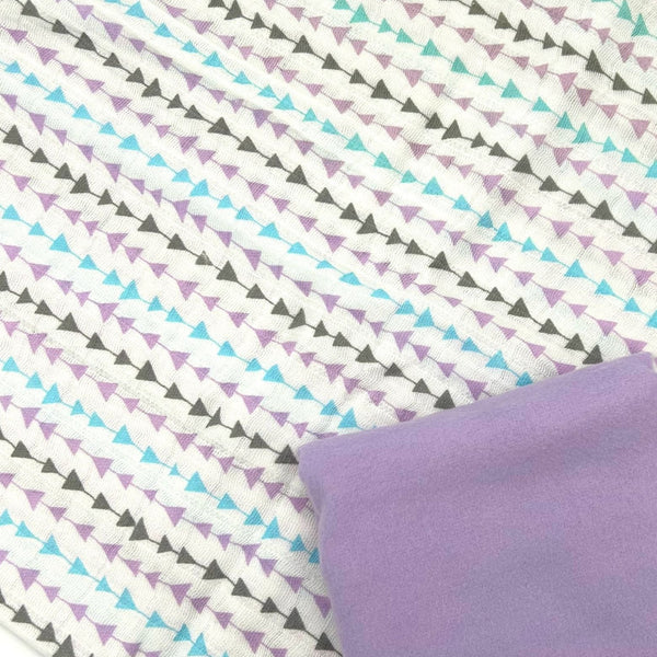 HALF METRE DUO + FREE Burp Cloth Pattern: Shannon Fabrics | Embrace® 'Arrow' + Robert Kaufman Flannel in LILAC