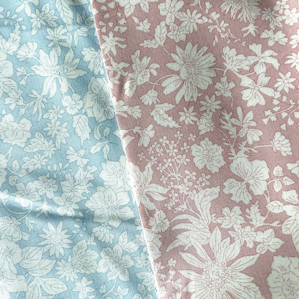 FAT QUARTER DUO (XXL Size: Approx 20" x 54"): Liberty | Emily Blossom: 406A POWDER ROSE + 409A