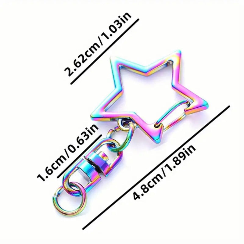HARDWARE: PAIR of Star-Shaped Spring Clips with Jump Ring Attachment: Rainbow colour