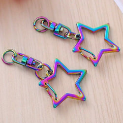 HARDWARE: PAIR of Star-Shaped Spring Clips with Jump Ring Attachment: Rainbow colour