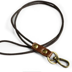 ACCESSORY: Cow Hide Lanyard with Rope Cord and Antique Hardware