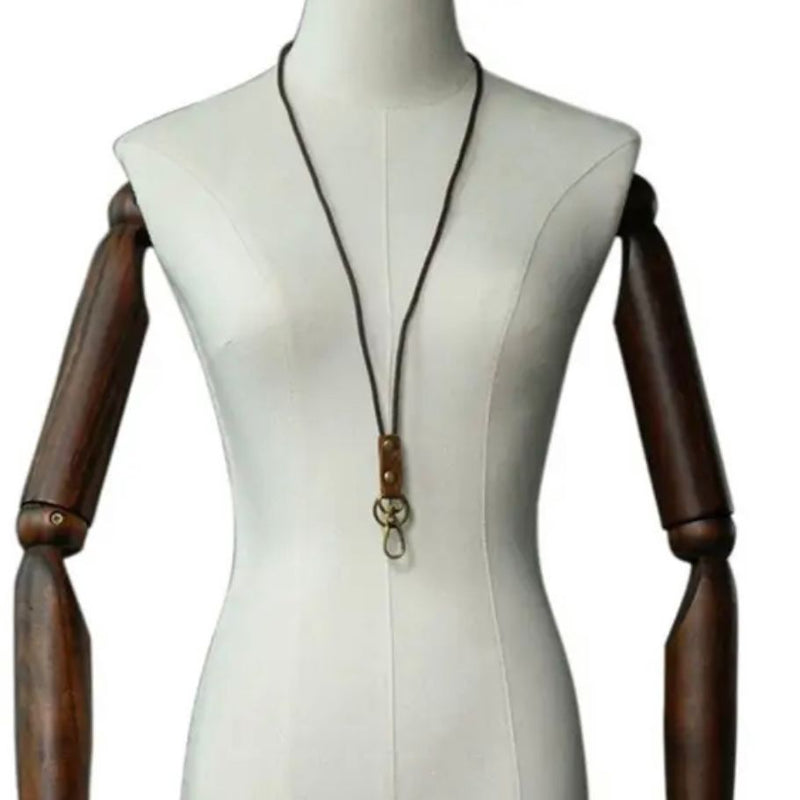 ACCESSORY: Cow Hide Lanyard with Rope Cord and Antique Hardware