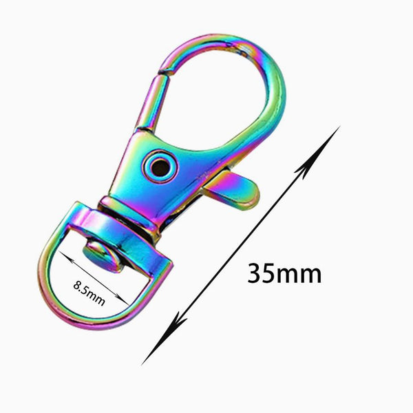 HARDWARE: PAIR of 35mm Lobster Clasp Swivel Clips in Rainbow finish