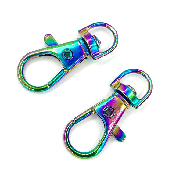 HARDWARE: PAIR of 35mm Lobster Clasp Swivel Clips in Rainbow finish