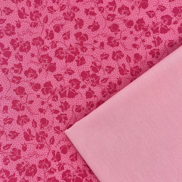 Half Metre Heaven: Liberty | Flower Shop 'Sweet Pea Spot' Pink 413A + Pink Yarn Dyed Cotton Chambray