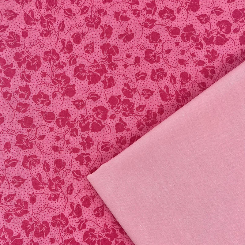 Half Metre Heaven: Liberty | Flower Shop 'Sweet Pea Spot' Pink 413A + Pink Yarn Dyed Cotton Chambray