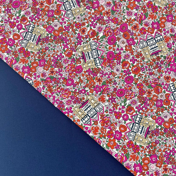 Half Metre Heaven: Liberty | Flower Shop 'Liberty in Bloom' Pink 414A + Navy Plain