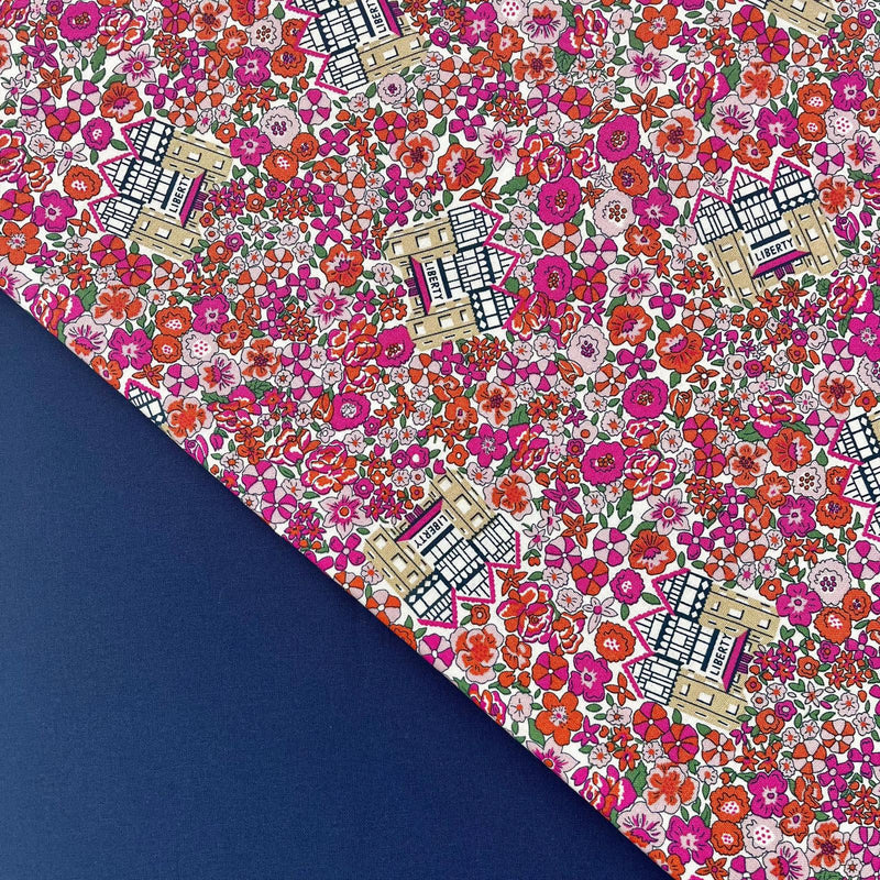 Half Metre Heaven: Liberty | Flower Shop 'Liberty in Bloom' Pink 414A + Navy Plain