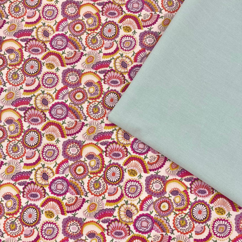 Half Metre Heaven: Liberty | Flower Shop 'Lasenby Bloom' Mauve 416A + Mint Yarn Dyed Cotton Chambray