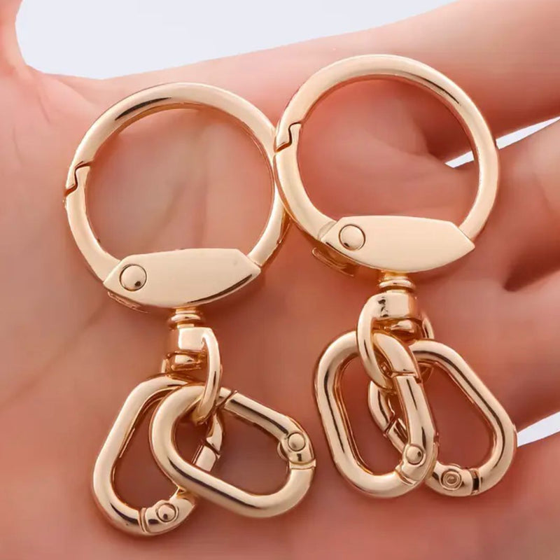 HARDWARE: Two Keychains - Lobster Buckles with Open Snap Buckles: Light Gold colour
