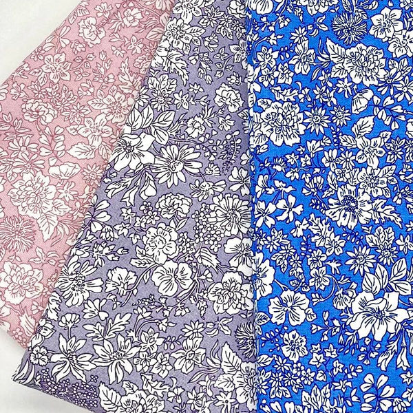HALF METRE TRIO: Liberty | Emily Belle in Mauve 404A, Marine Blue 409A + Powder Rose 422A