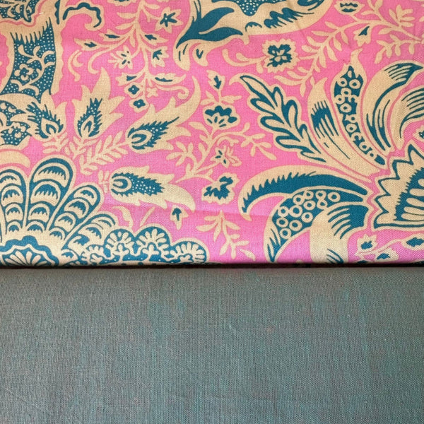 HALF METRE DUO: Kaffe Fassett x Morris & Co 'Indian' Opera + Kaffe Fassett 'Shot Cotton' Galvanized